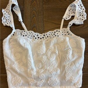 Abercrombie & Fitch Cream Embellished Bustier Camisole